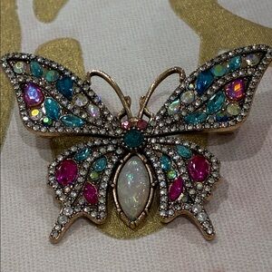 Elegant Butterfly Brooch with Multicolor Gemstones